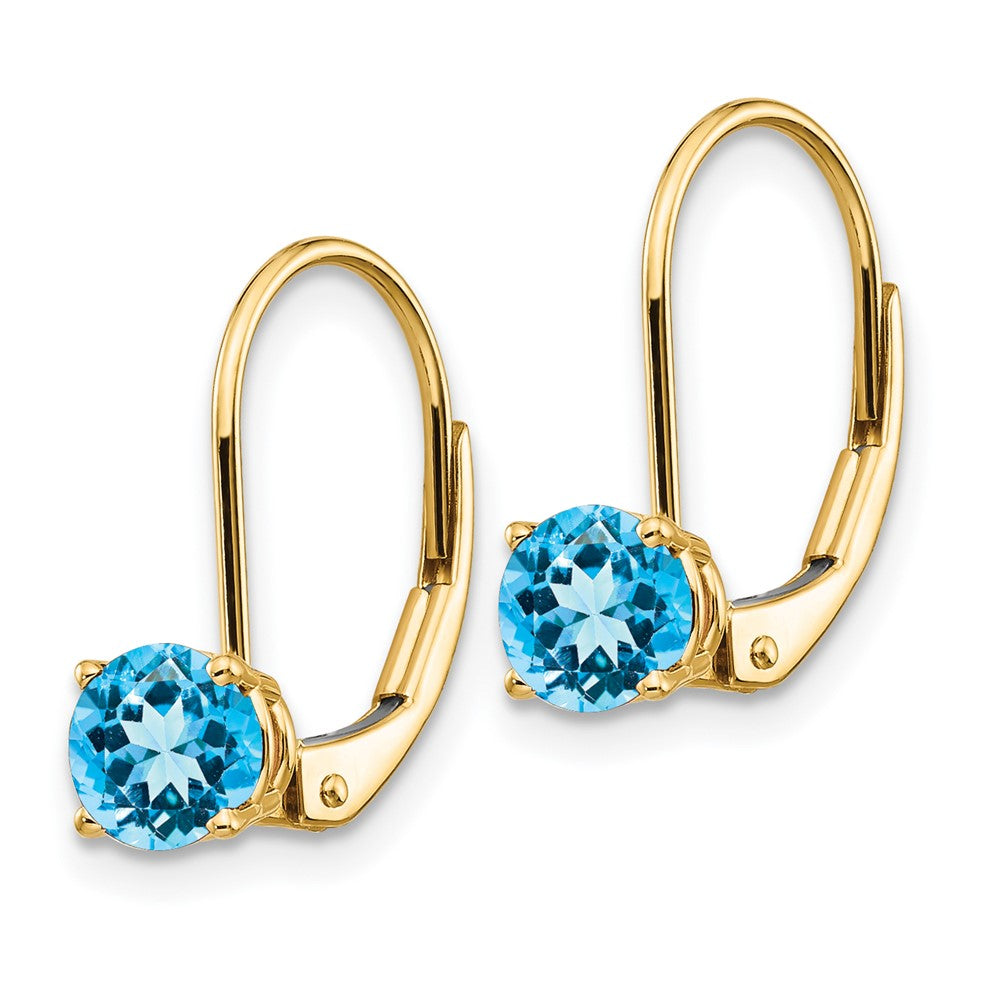 14k Blue Topaz Leverback Earrings