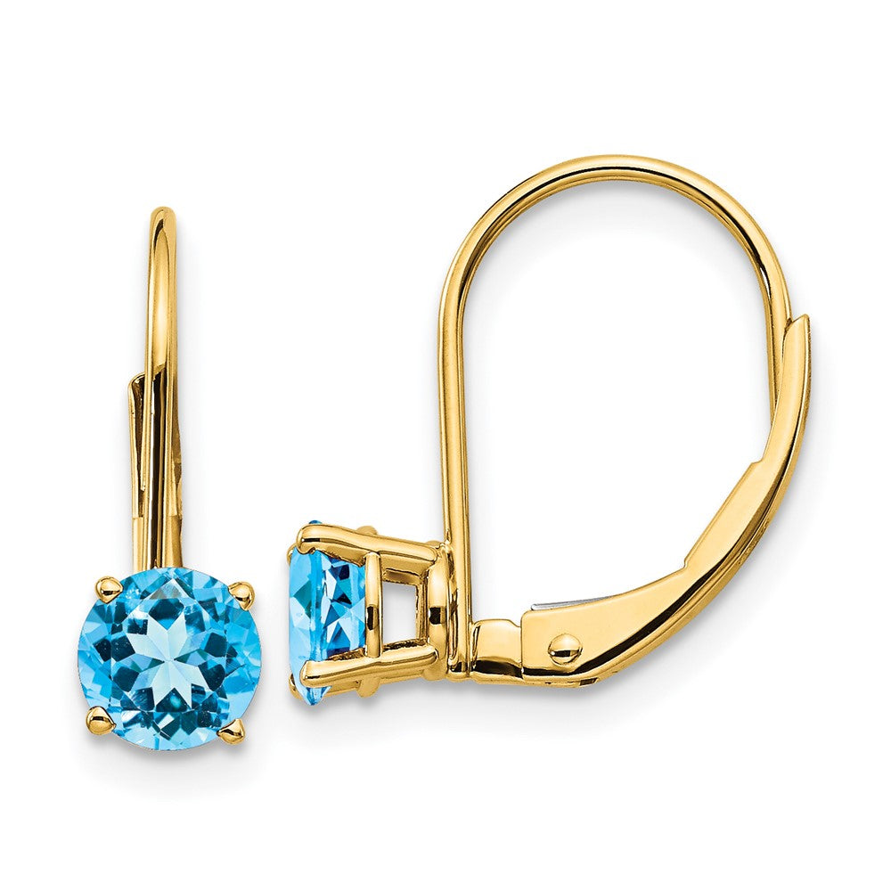 14k Blue Topaz Leverback Earrings