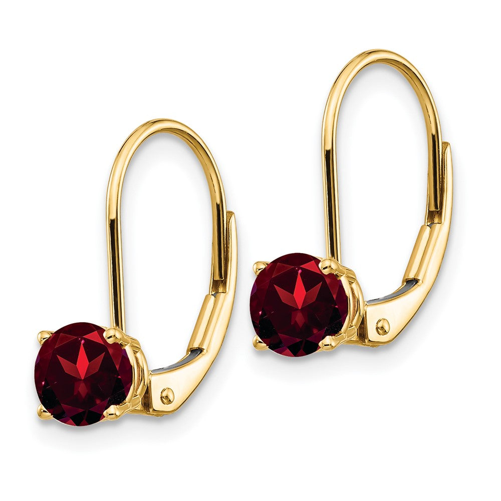 14k Garnet Leverback Earrings