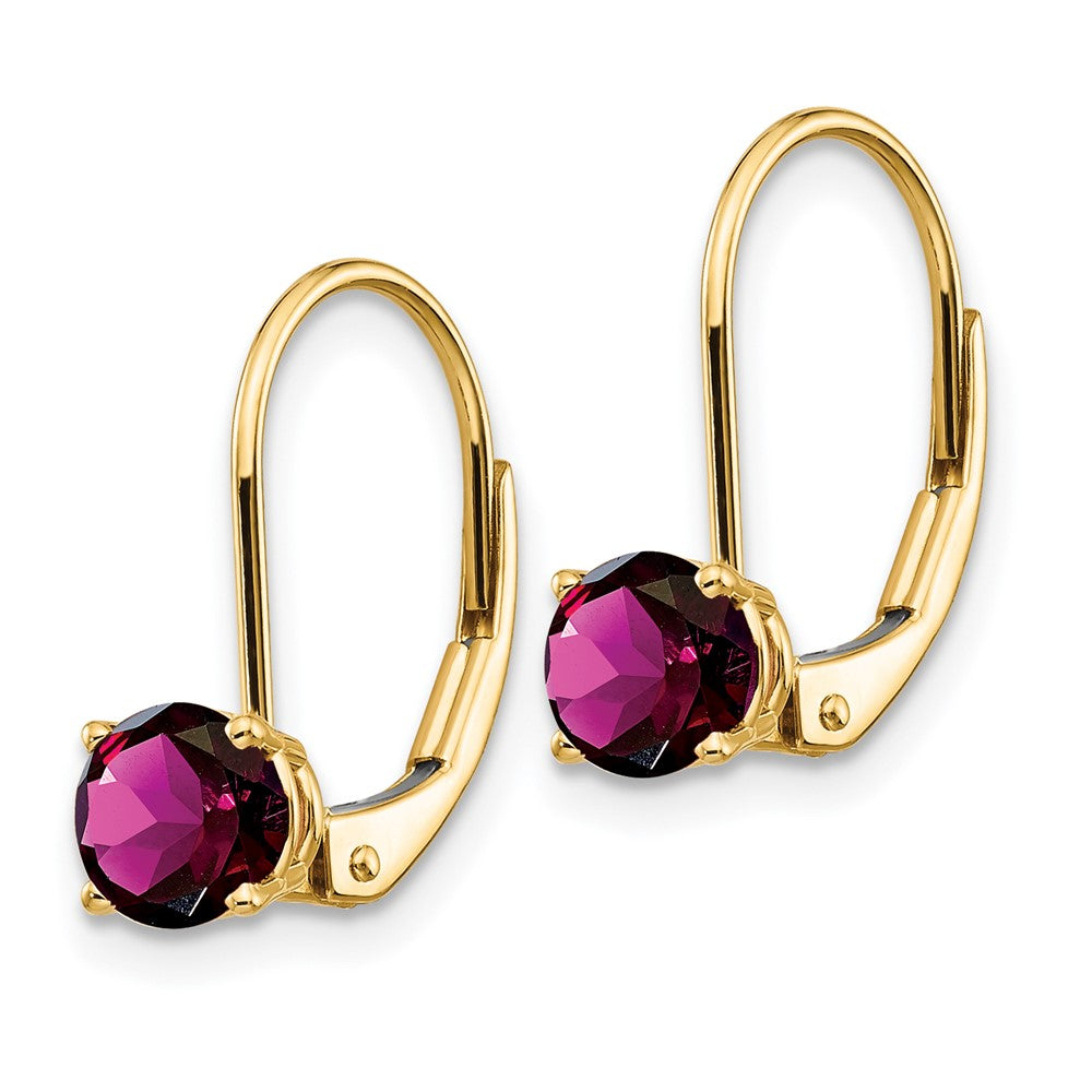 14k Rhodolite Garnet Leverback Earrings