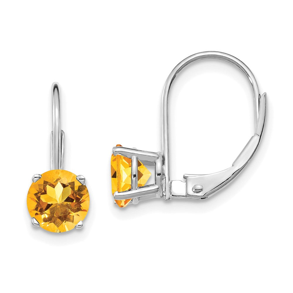 14k White Gold Citrine Leverback Earrings