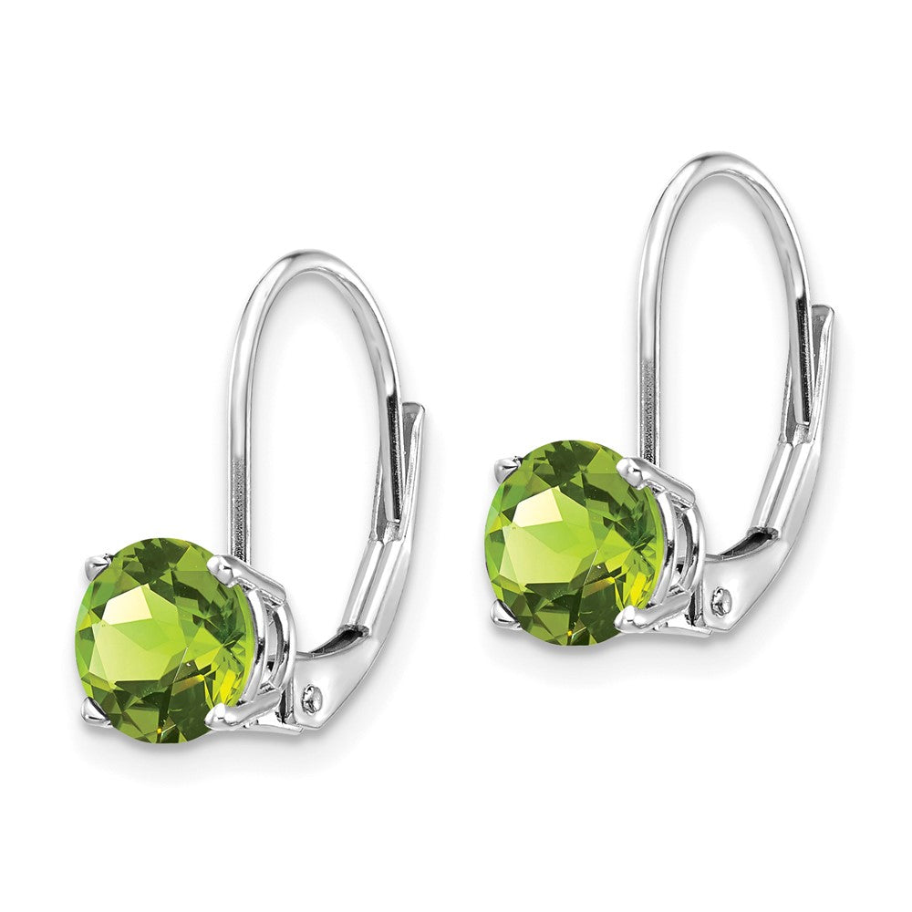 14k White Gold Round Peridot Leverback Earrings