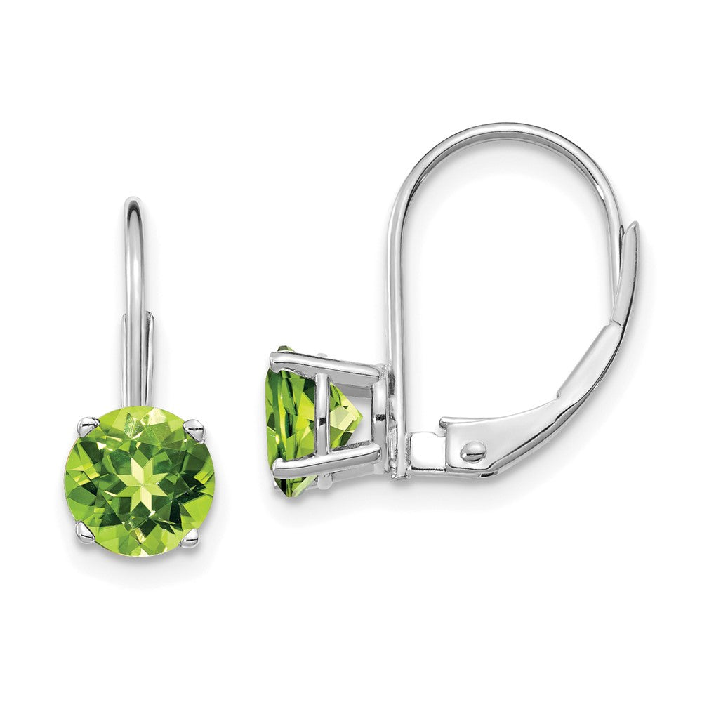 14k White Gold Peridot Leverback Earrings