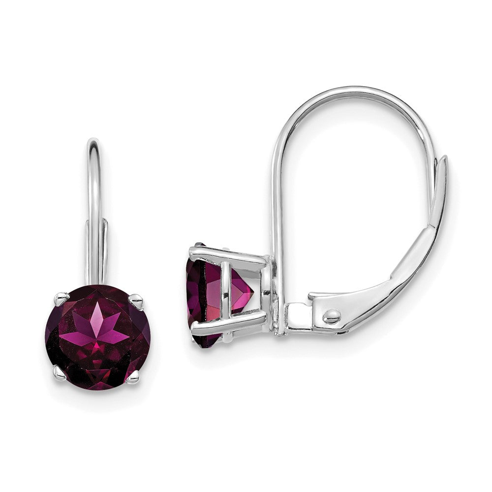 14k White Gold Rhodolite Garnet Leverback Earrings