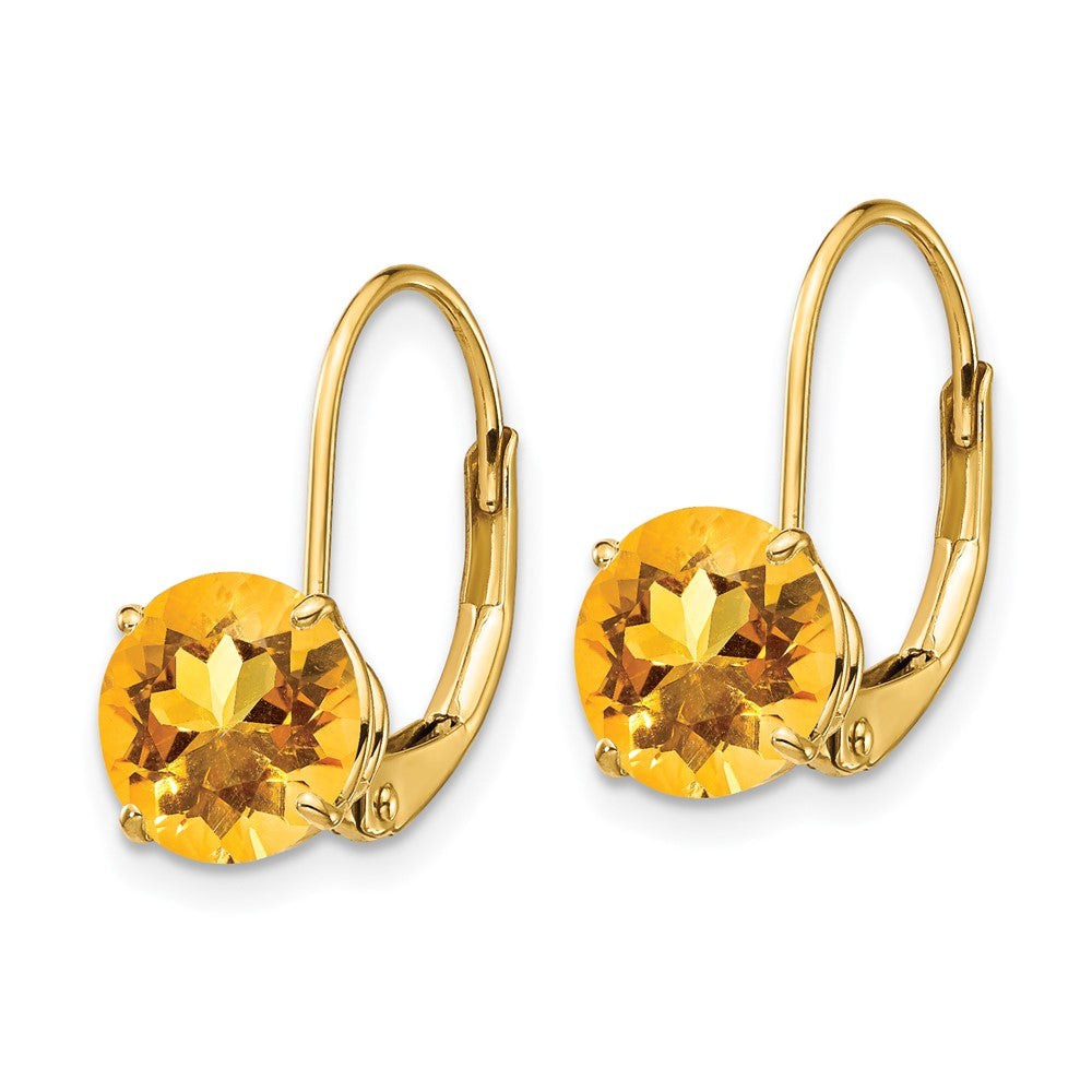 14k Round Citrine Leverback Earrings