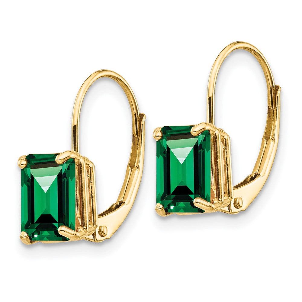 14k 7x Emerald-cut Mount St. Helens Leverback Earrings