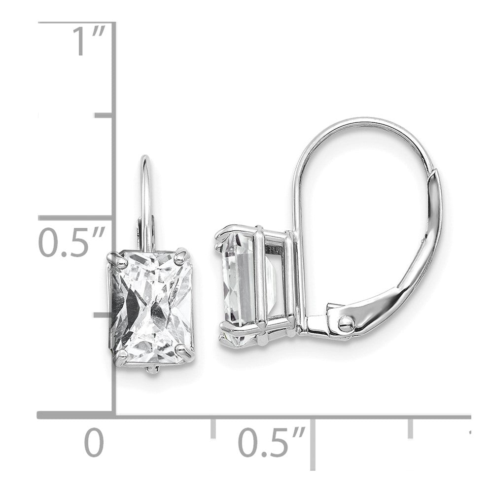 14k White Gold 7x Emerald-cut Cubic Zirconia Earrings