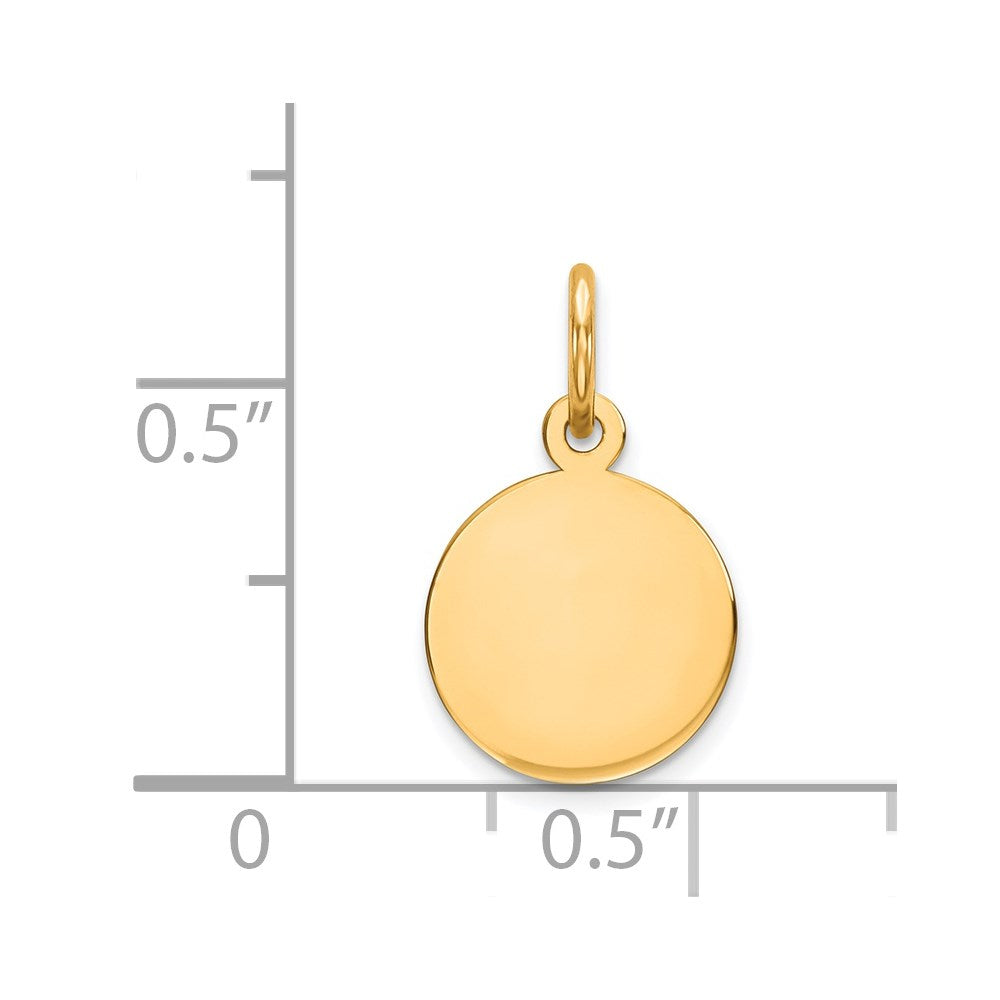 14k Plain .013 Gauge Circular Engravable Disc Charm