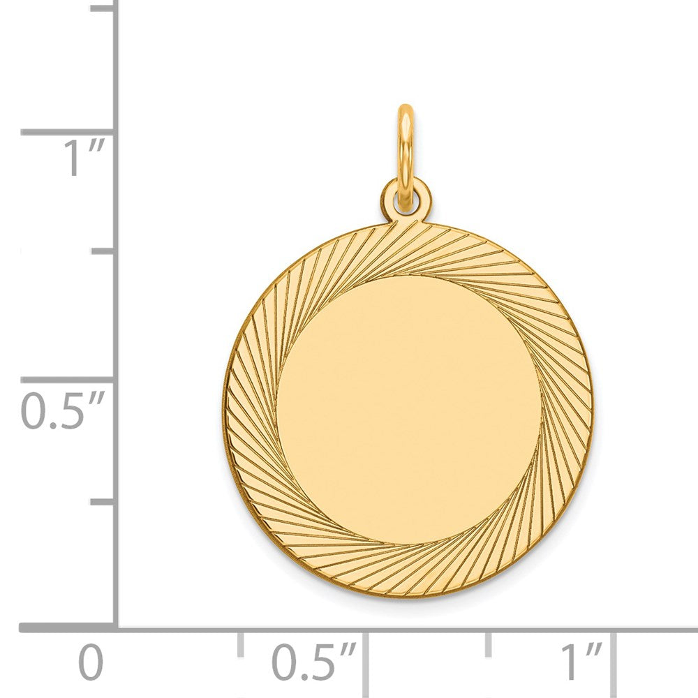 14k Etched Design .027 Gauge Circular Engravable Disc Charm