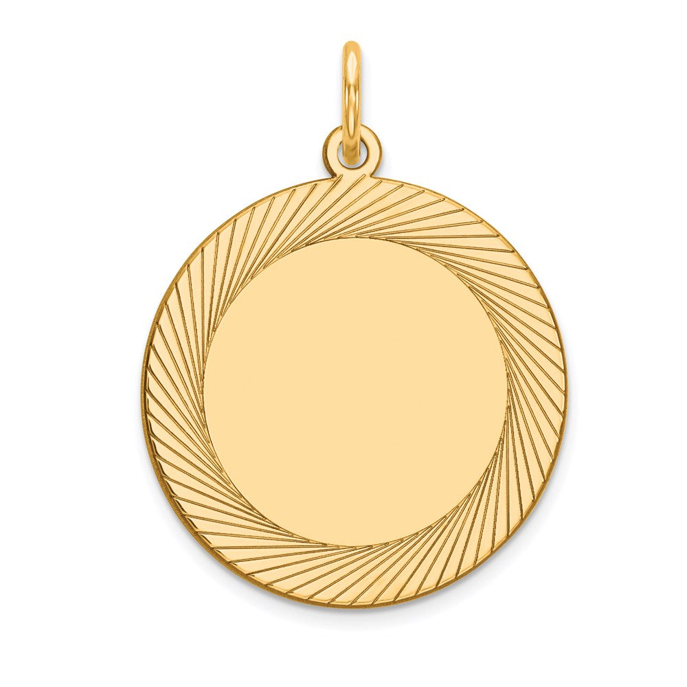 14k Etched Design Edge .027 Gauge Round Engravable Disc Charm