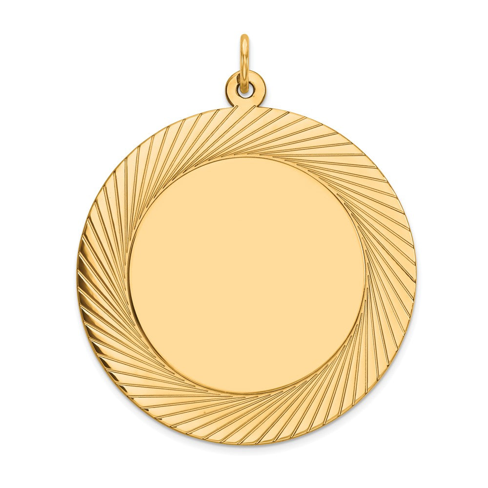 14k Etched Design Edge .035 Gauge Round Engravable Disc Charm