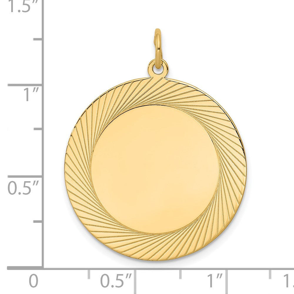 14k Etched Design Edge .018 Gauge Round Engravable Disc Charm