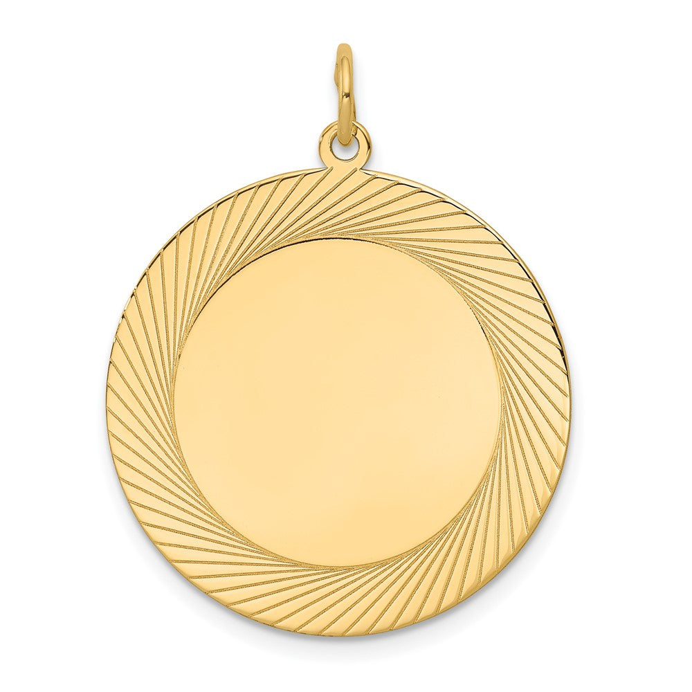 14k Etched Design Edge .018 Gauge Round Engravable Disc Charm