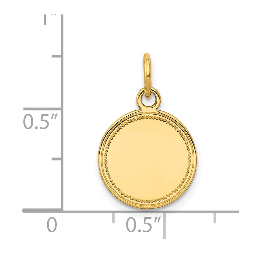 14k Plain with Zig-Zag Edge .011 Gauge Engravable Round Disc Charm