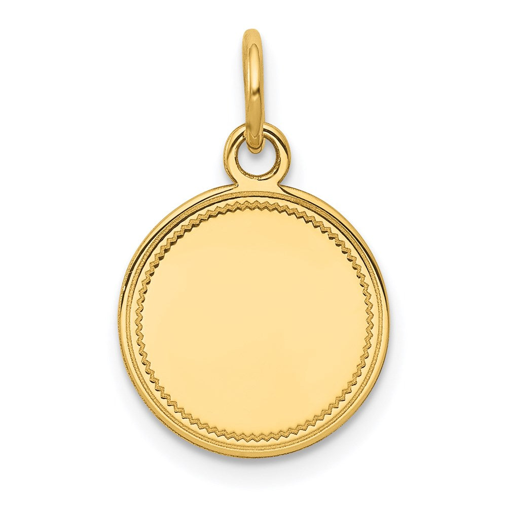 14k Plain with Zig-Zag Edge .011 Gauge Engravable Round Disc Charm