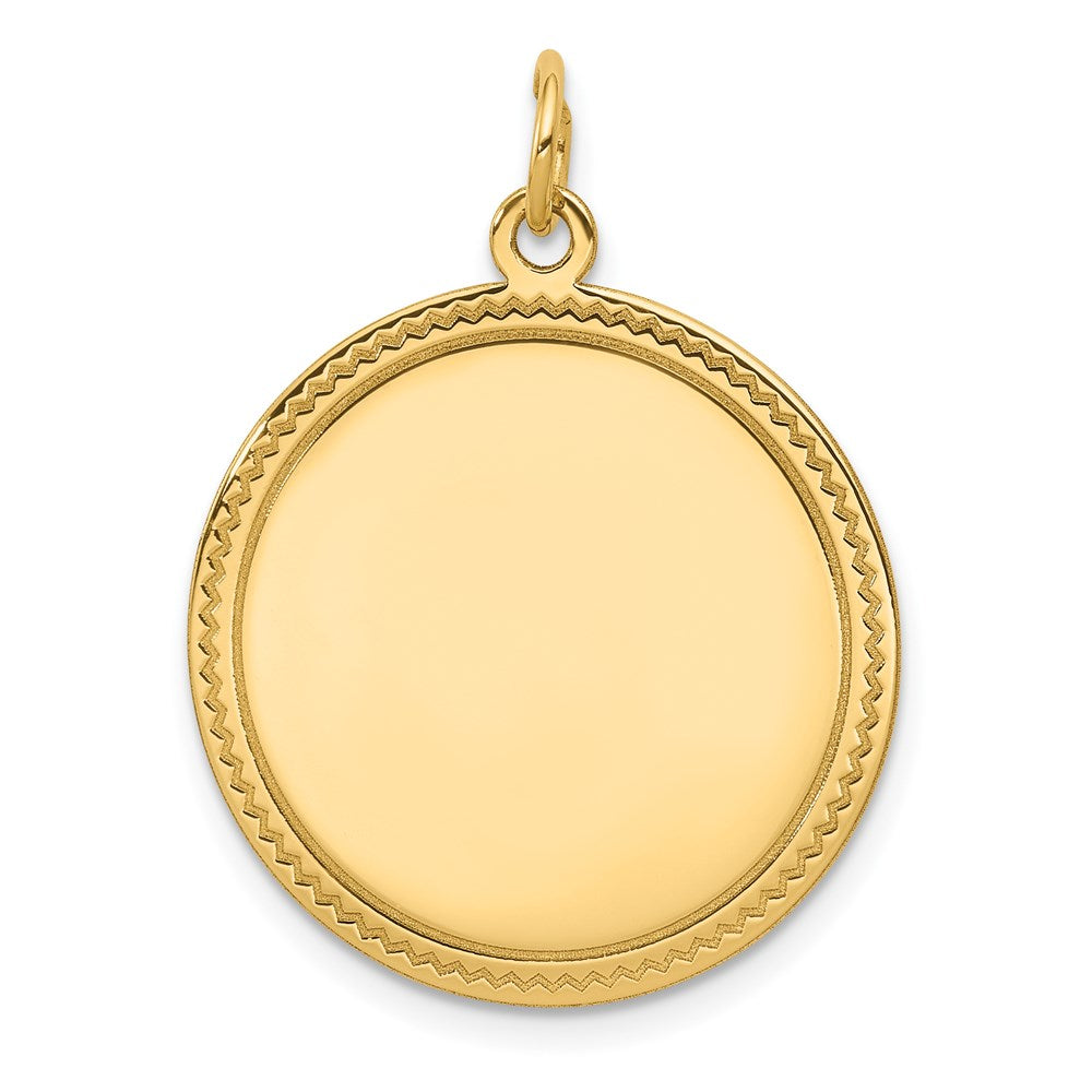 14k Plain with Zig-Zag Edge .013 Gauge Engravable Round Disc Charm
