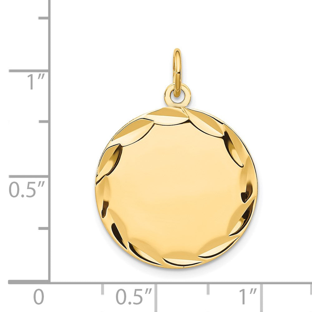 14k Etched Edge .018 Gauge Engravable Round Disc Charm