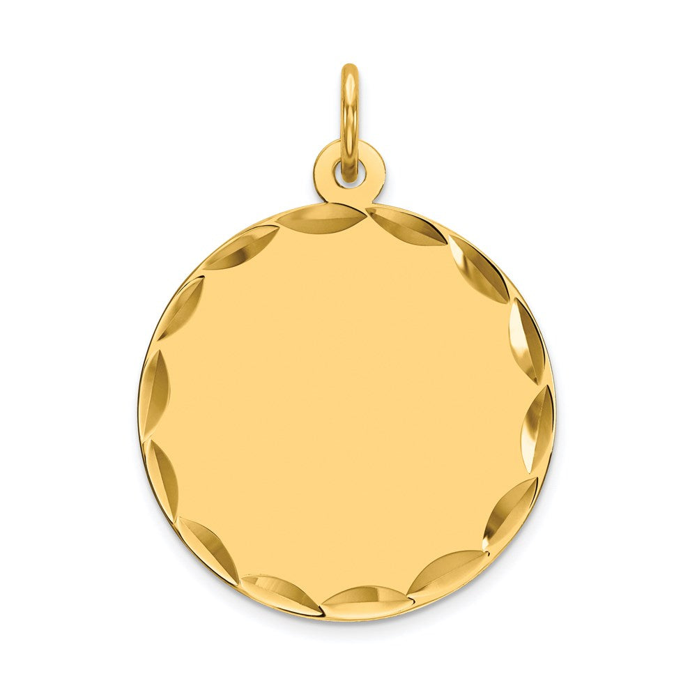 14k Etched Edge .018 Gauge Engravable Round Disc Charm