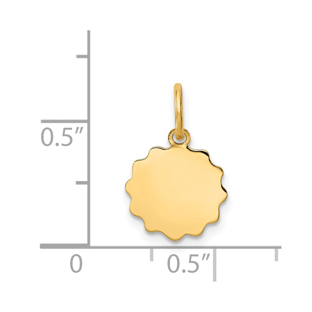 14k .009 Gauge Engravable Round Scalloped 12x Disc Charm