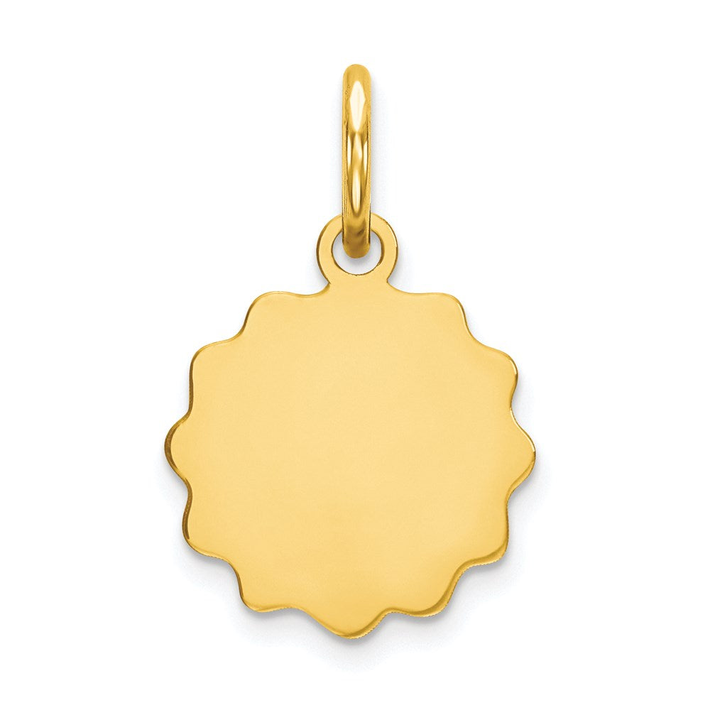 14k .009 Gauge Engravable Round Scalloped 12x Disc Charm