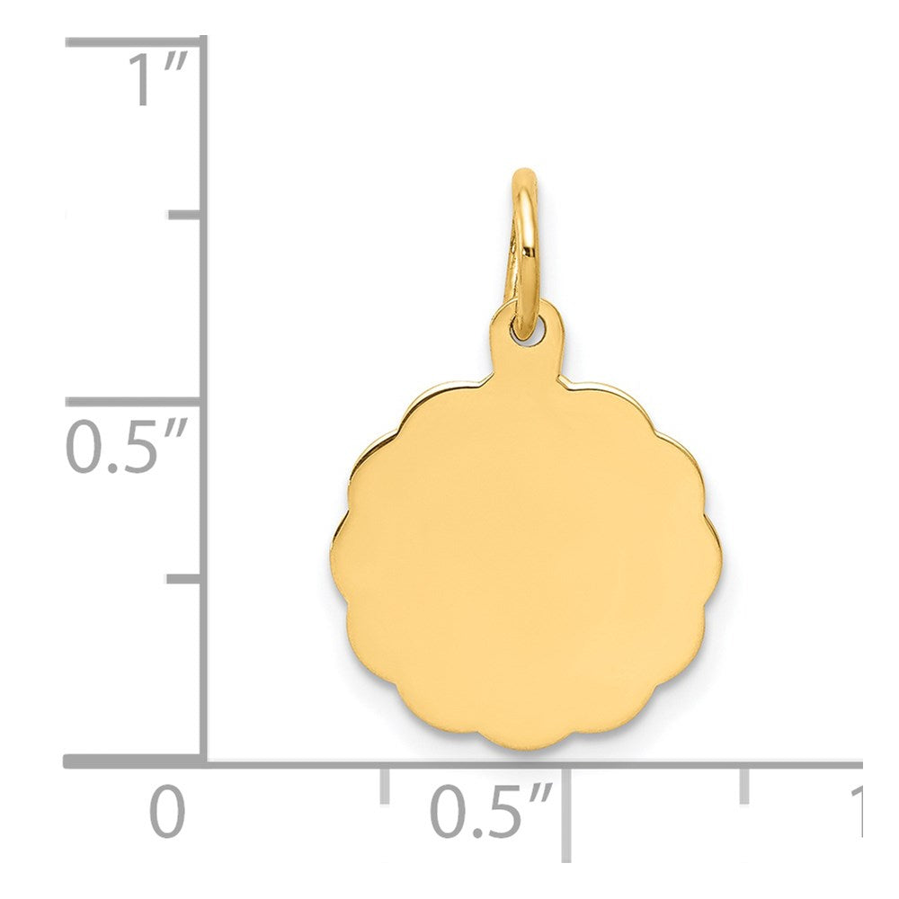 14k .009 Gauge Engravable Round Scalloped 16x Disc Charm