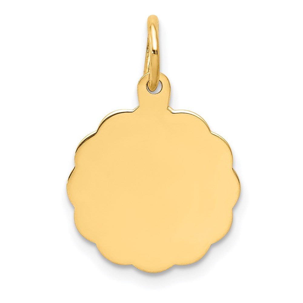 14k .018 Gauge Engravable Round Scalloped 16x Disc Charm