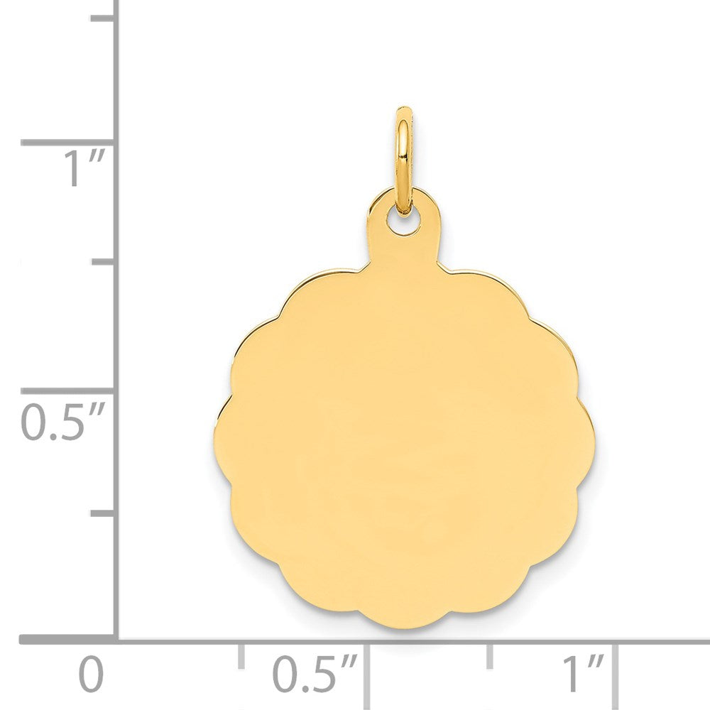 14k .013 Gauge Engravable Round Scalloped 22x Disc Charm