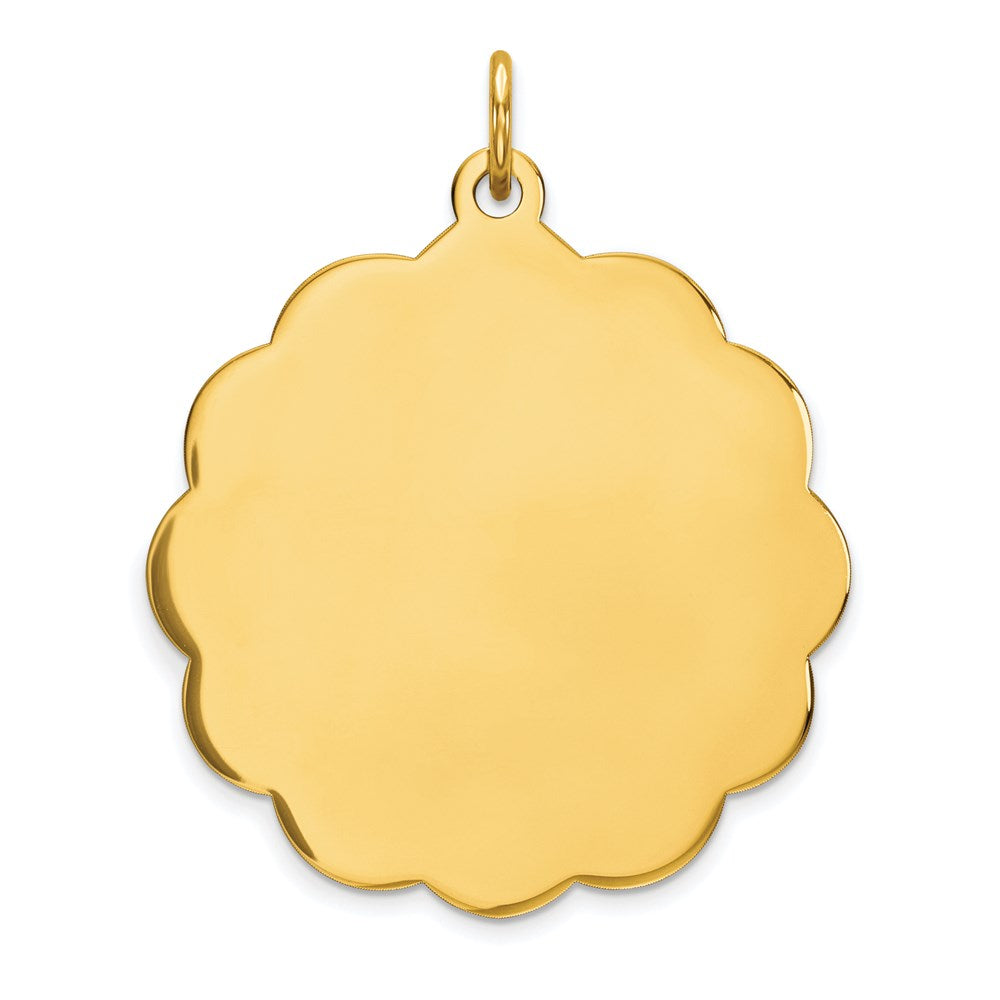 14k .035 Gauge Engravable Round Scalloped 28x Disc Charm