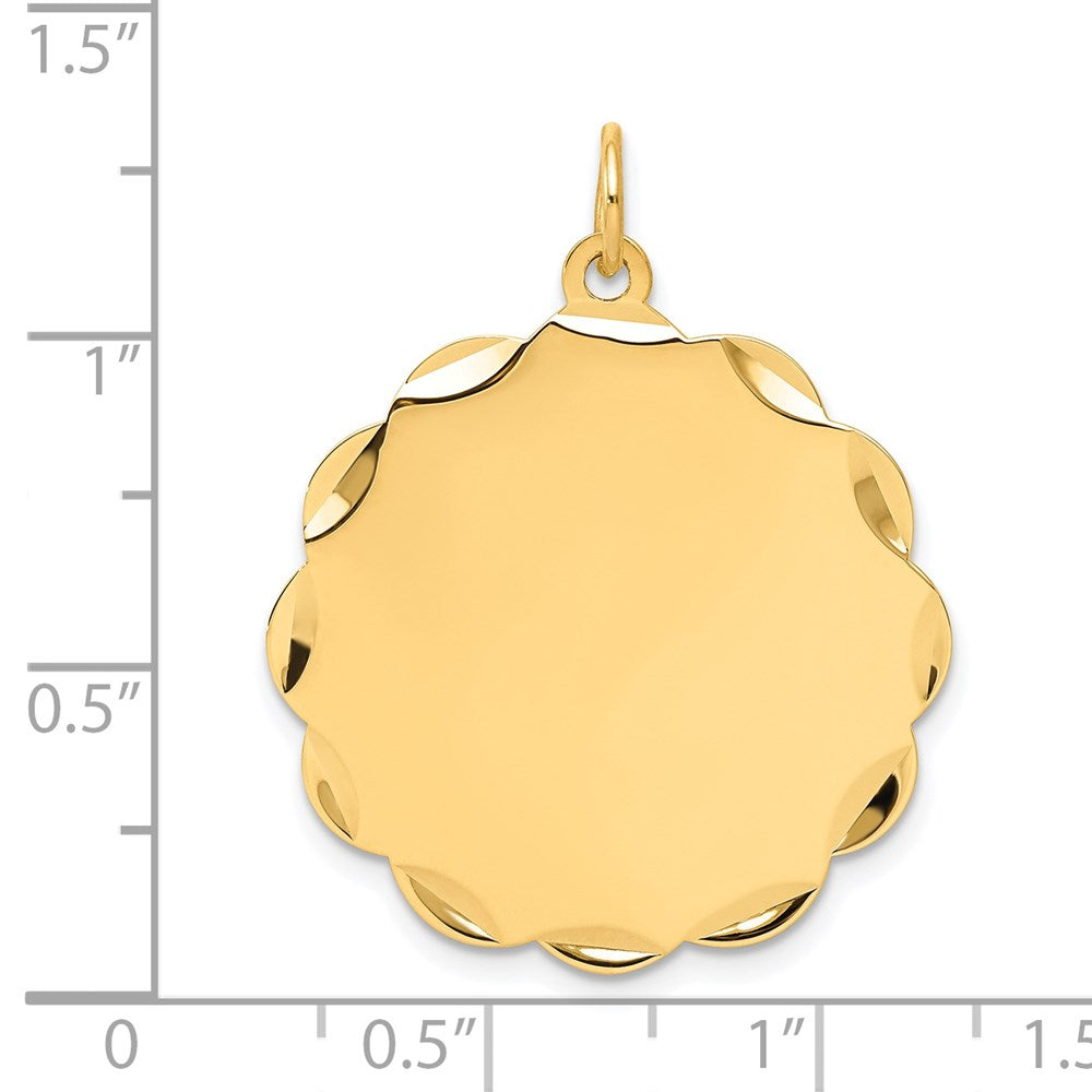 14k Etched Edge .035 Gauge Engravable Round Scalloped 28x Disc Charm