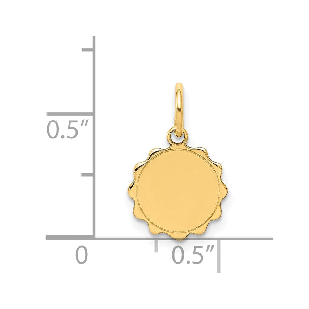 14k .013 Gauge Engravable Round Scalloped 12x Disc Charm