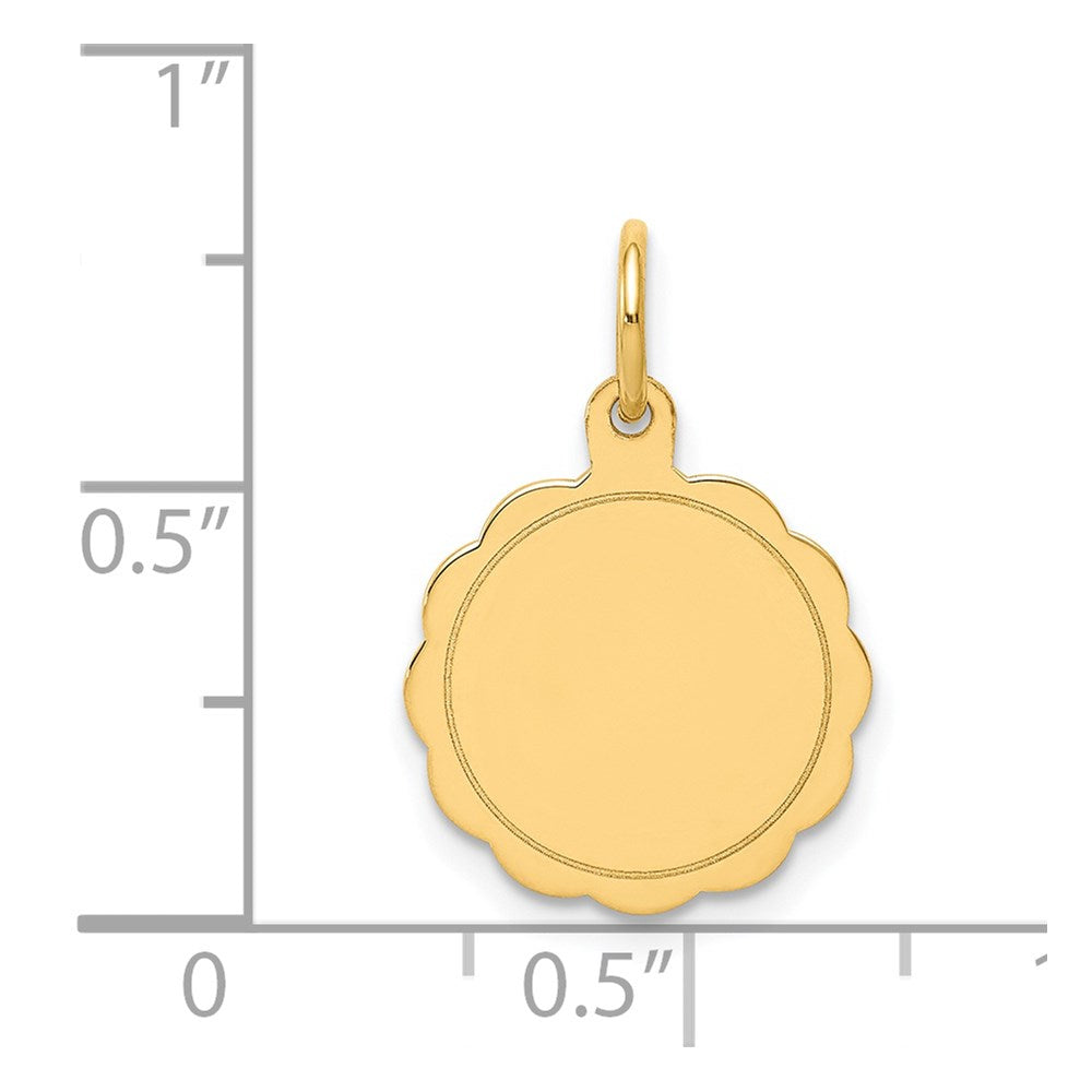 14k .013 Gauge Engravable Round Scalloped 16x Disc Charm