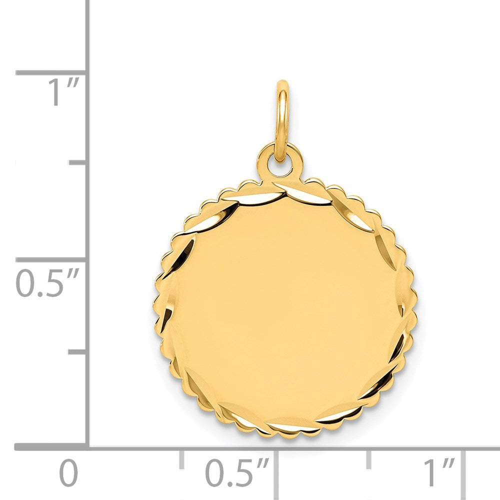 14k Etched Edge .013 Gauge Engravable Round Scalloped 20x Disc Charm