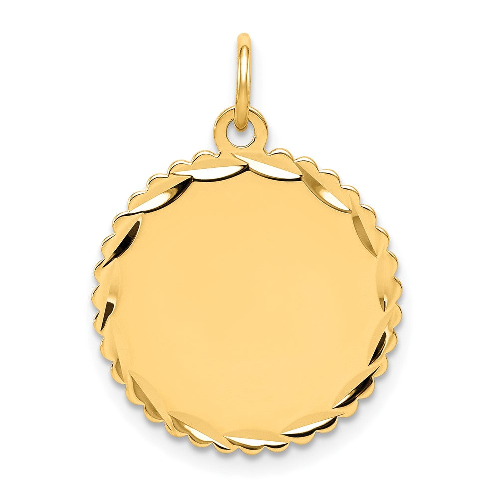 14k Etched Edge .013 Gauge Engravable Round Scalloped 20x Disc Charm