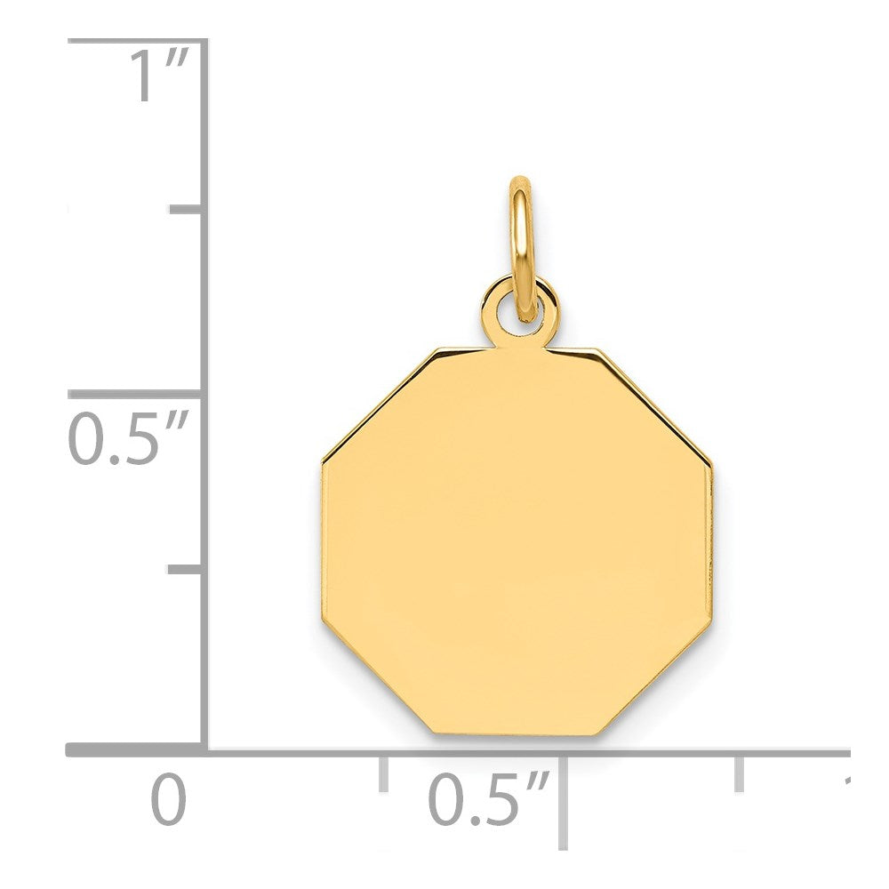 14k Plain .027 Gauge Engravable Octagonal 17x Disc Charm