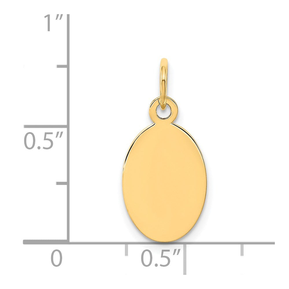 14k Plain .035 Gauge Engravable Oval Disc Charm