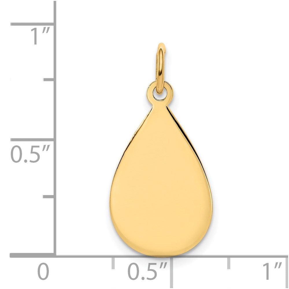 14k Plain .018 Gauge Engravable Raindrop 20x Disc Charm