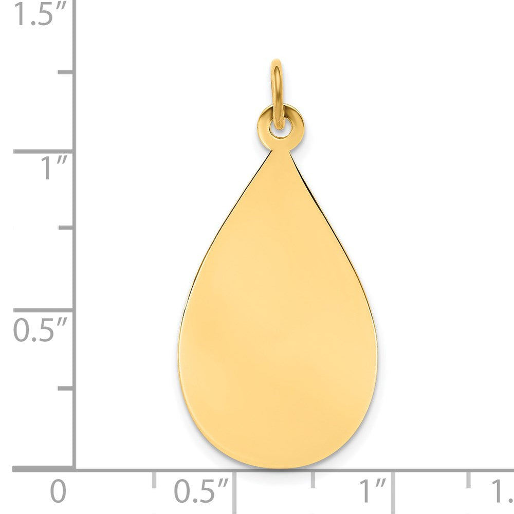 14k Plain .018 Gauge Engravable Raindrop 30x Disc Charm