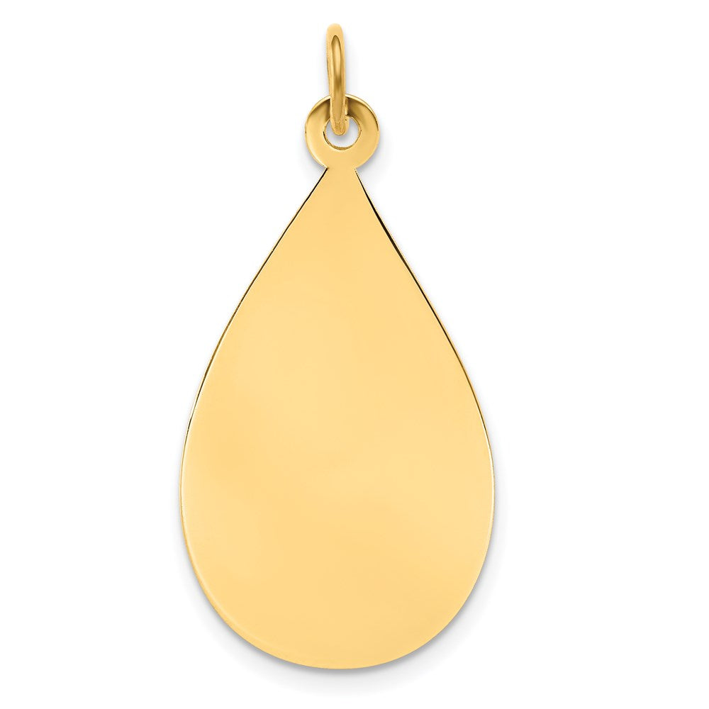 14k Plain .018 Gauge Engravable Raindrop 30x Disc Charm