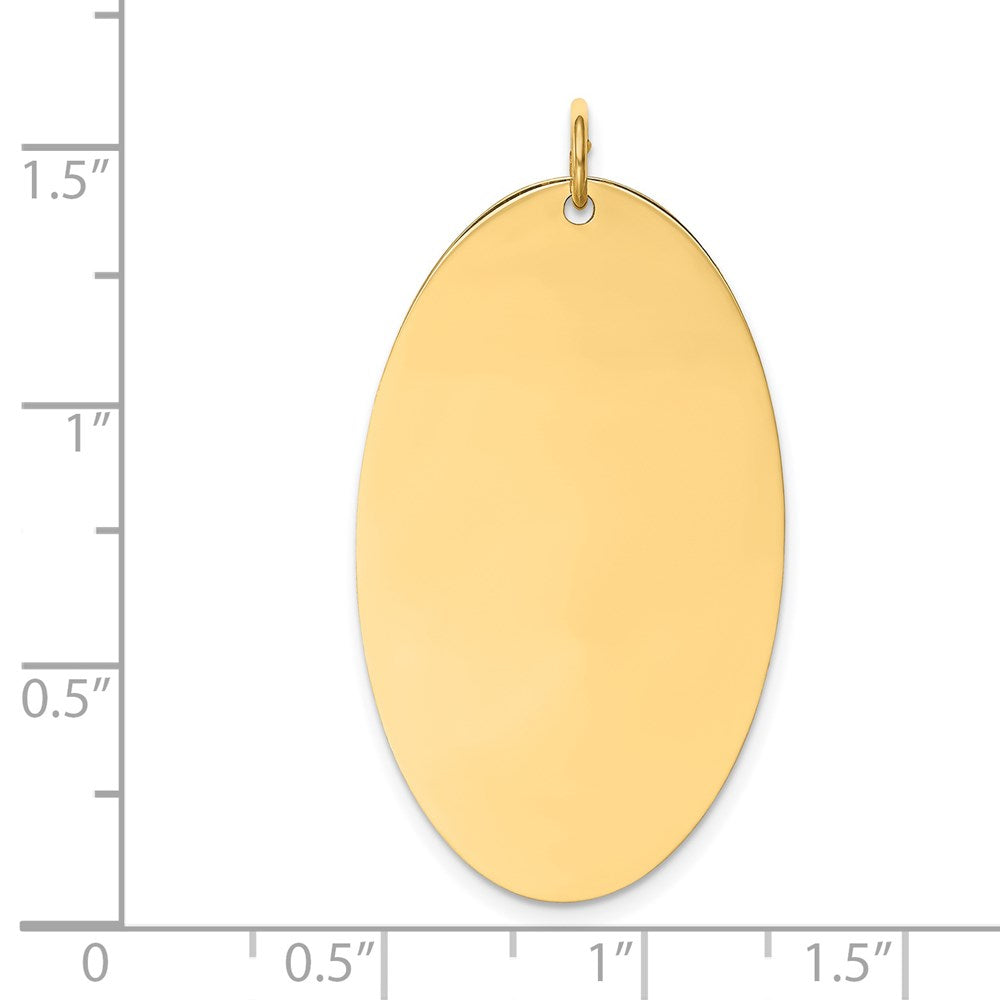 14k Plain .027 Gauge Engravable Elliptical Disc Charm