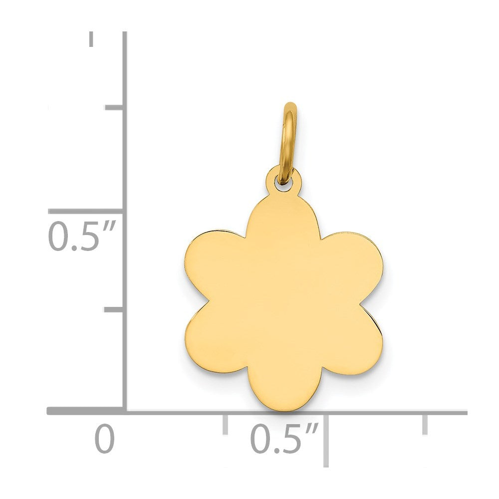 14k Plain .018 Gauge Engravable Flower 16x Disc Charm