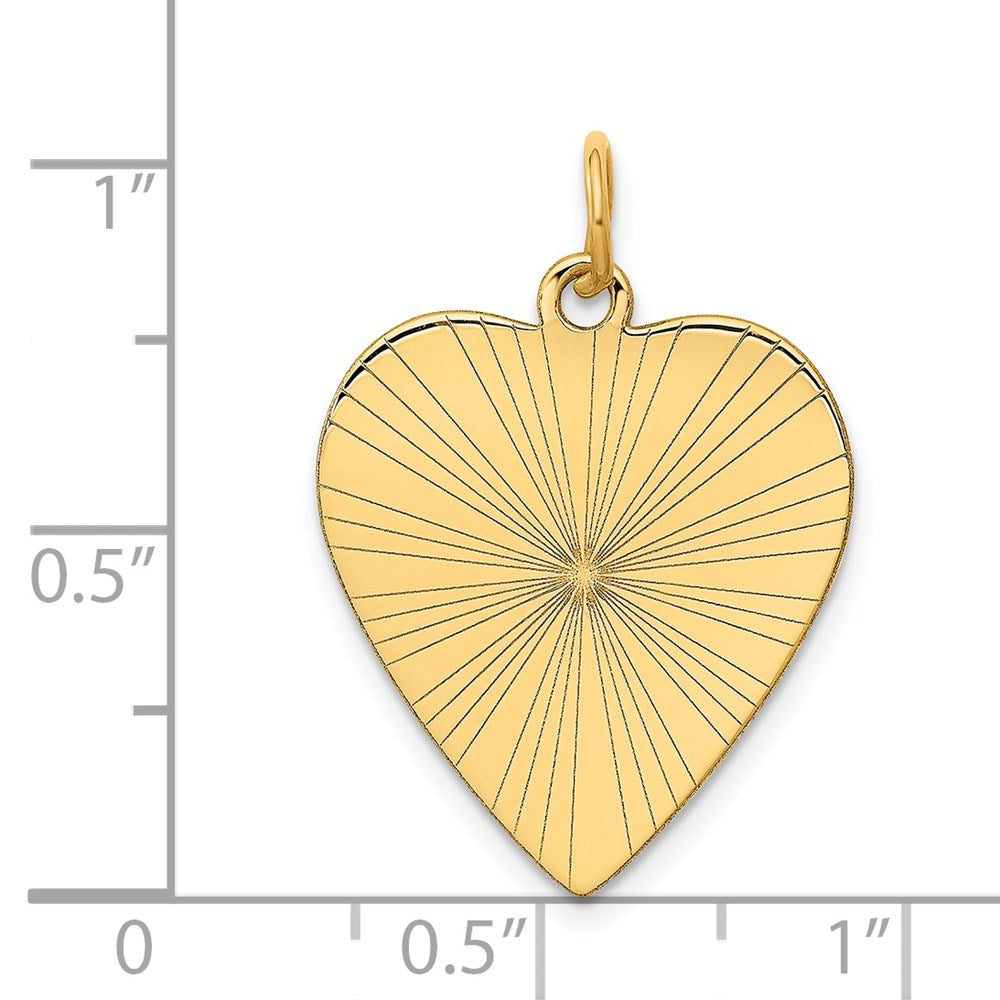 14k Etched Design .018 Gauge Engravable Heart 24x Disc Charm