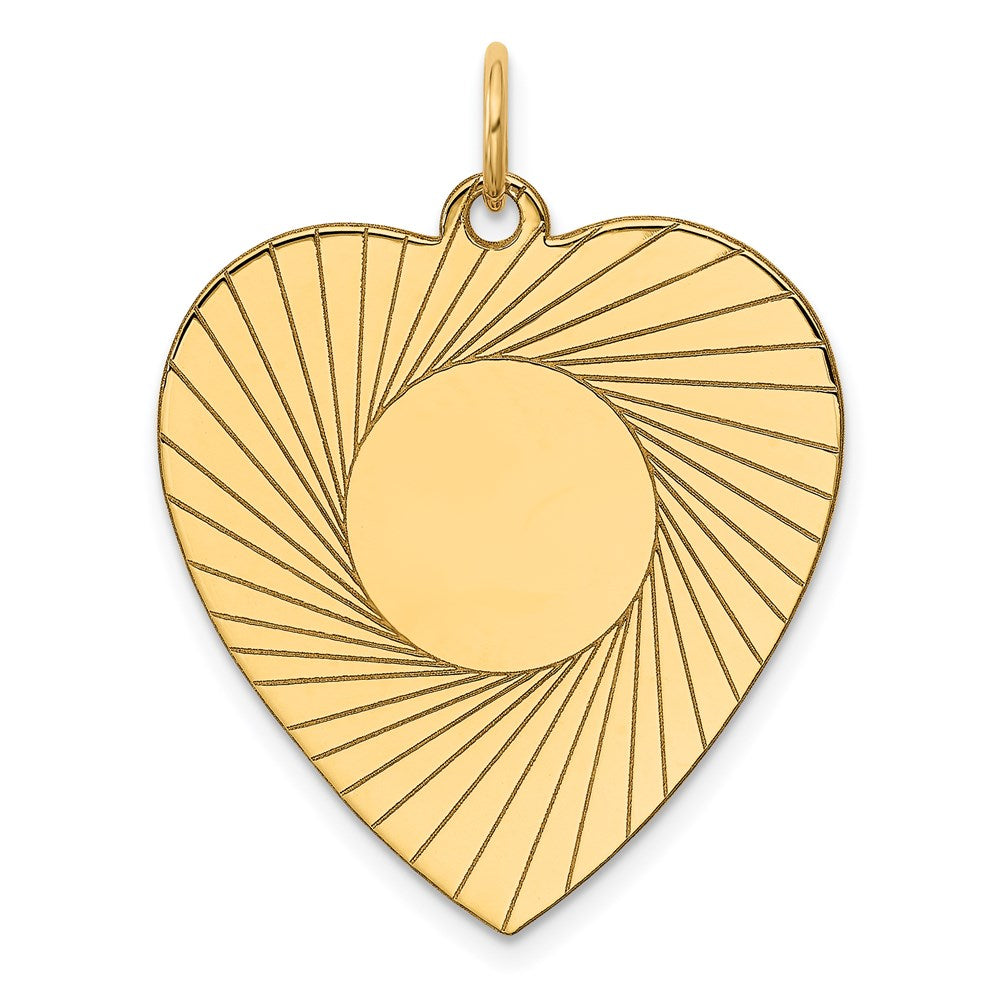 14k Etched Design .018 Gauge Engravable Heart 28x Disc Charm