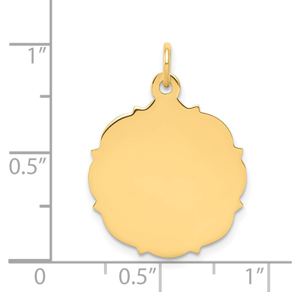 14k Plain with Fancy Edge .013 Gauge Engravable Round 20x Disc Charm