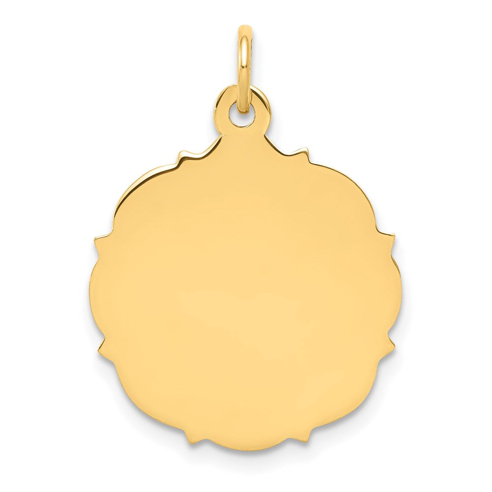 14k Plain with Fancy Edge .018 Gauge Engravable Round 20x Disc Charm