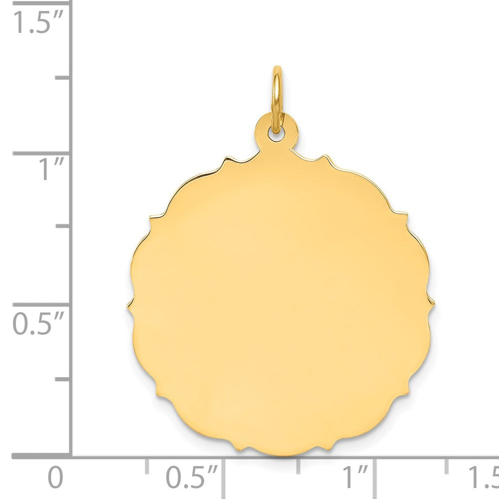 14k Plain with Fancy Edge .018 Gauge Engravable Round 29x Disc Charm