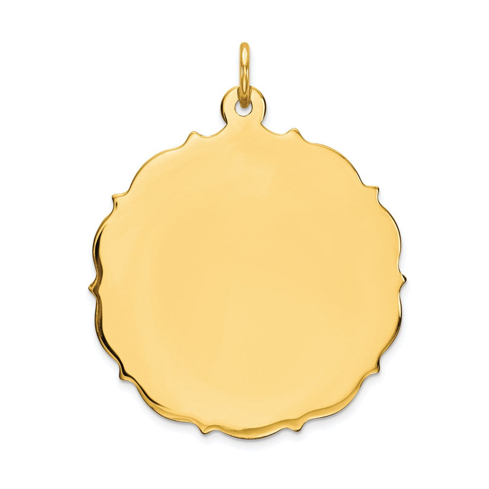 14k Plain with Fancy Edge .018 Gauge Engravable Round 29x Disc Charm