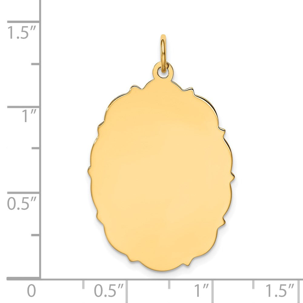 14k Plain with Fancy Edge .018 Gauge Engravable Oval 33x Disc Charm