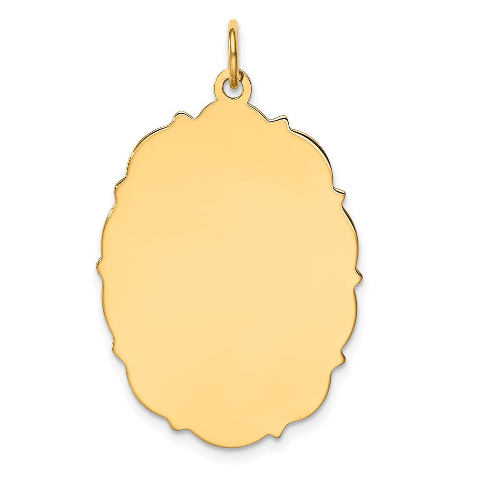 14k Plain with Fancy Edge .018 Gauge Engravable Oval 33x Disc Charm