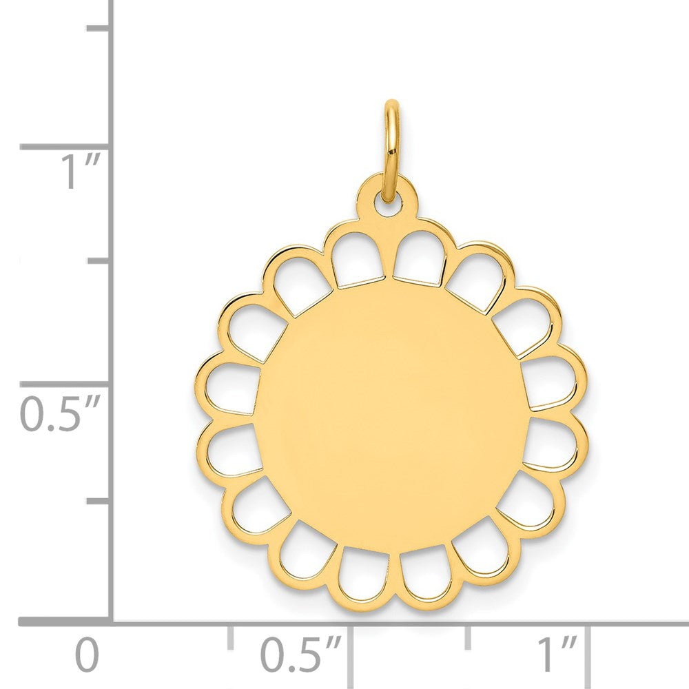 14k Plain .018 Gauge Engravable Round Flower 24x Disc Charm