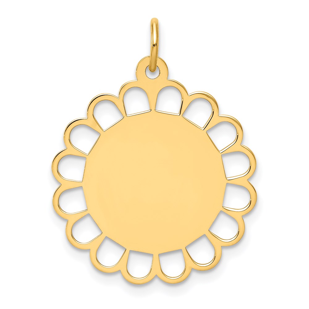 14k Plain .018 Gauge Engravable Round Flower 24x Disc Charm